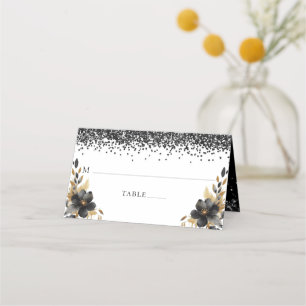 Quinceañera Personalisiert Luxus Black Gold Platzkarte