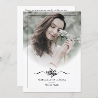 Quinceañera Photo Classic Chic Typography Script Einladung