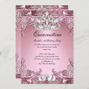 Quinceanera Pink 15. Geburtstagsparty Einladung