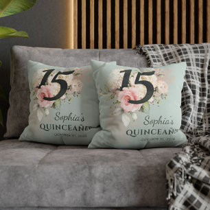 Quinceanera Pink Blumenblume 15. Geburtstag Kissen