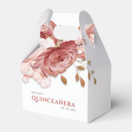 Quinceanera Pink Floral Botanischer 15. Geburtstag Geschenkschachtel