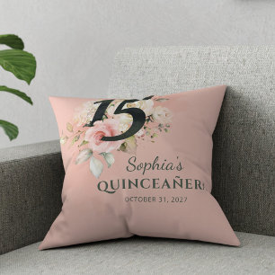 Quinceanera Pink Floral Rustikaler Schmutz 15. Geb Kissen