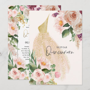 Quinceañera Pink Girl Blumenkleid Geburtstag Invi Einladung