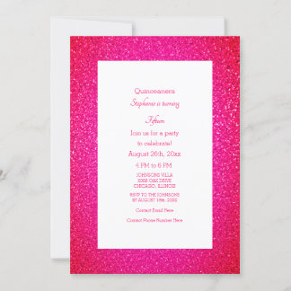 Quinceanera Pink Glitzer 15. Geburtstagsparty Girl Einladung