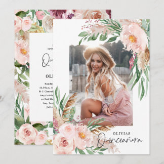 Quinceañera Pink mädchenhaftes Foto Geburtstag Einladung
