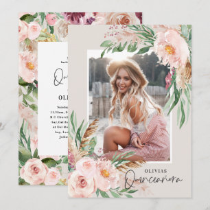 Quinceañera Pink mädchenhaftes Foto Geburtstag Einladung