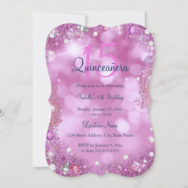 Quinceanera Pink Ocean Sky Geburtstagsparty Einladung (Vorderseite)