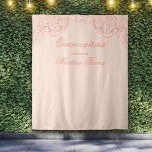 Quinceanera Pink Rose Gold Foto Stand Hintergrund Wandteppich