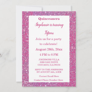 Quinceanera Pink Rose Gold Glitzer 15. Geburtstag Einladung