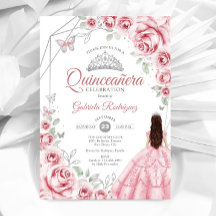 Quinceanera Pink Silver Dress Floral
