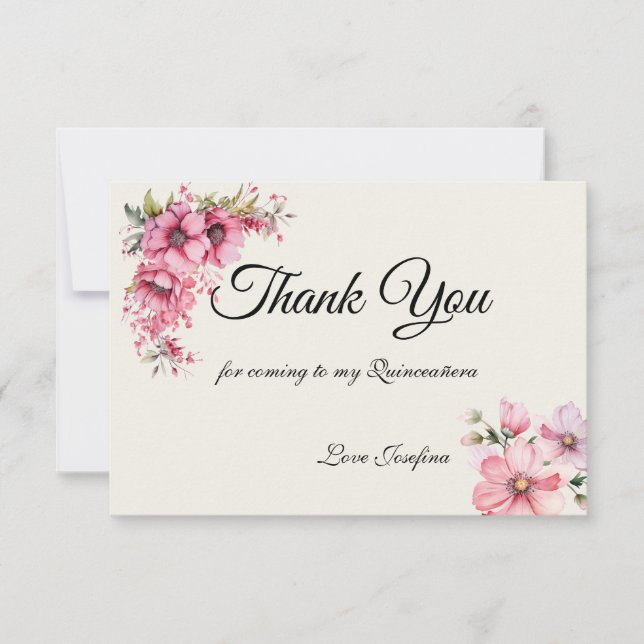 Quinceanera pink Thank You Card Dankeskarte (Vorderseite)