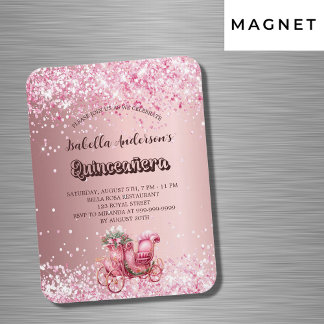 Quinceanera Pink Wageneinladung Magnet