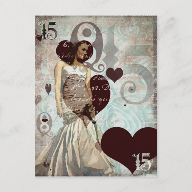 Quinceanera Postcard Einladungspostkarte (Vorderseite)
