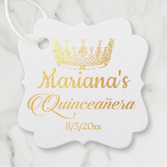 Quinceanera Princess Crown Foil Geschenkanhänger (Vorderseite)