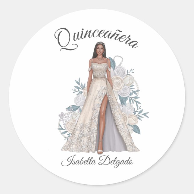 Quinceanera Princess Gown Tiara Sticker (Vorderseite)