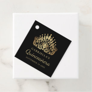 Quinceanera Princess Tiara Crown Black Gold Geschenkanhänger
