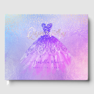 Quinceanera Prinzessin Glitzer Gown, Lila Violette Gästebuch