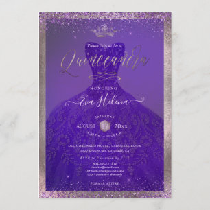 Quinceañera, Prinzessin Glitzer, Lila Violetter Einladung