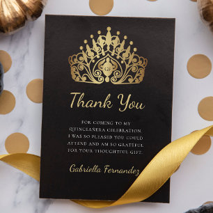 Quinceanera-Prinzessinnen-Diadem-Krone Monogramm Dankeskarte