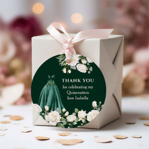 Quinceanera-Prinzessinnenkleid Smaragdgrün Floral Geschenkanhänger