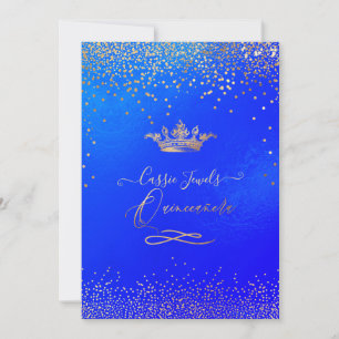 Quinceanera-Prinzessinnenkrone Faux-Gold Konfetti Einladung