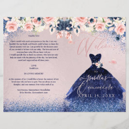 Quinceanera Programm Blush Glitzer der Blumenflott
