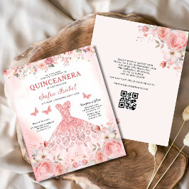 Quinceañera QR Code Rosa Rose Blüte Flyer