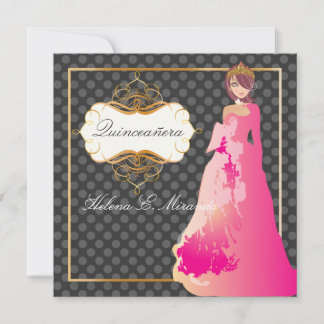 Quinceañera/Quince años princess/polka dots Einladung