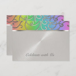 Quinceanera Rainbow and Silver Filigree Wirbel Einladung
