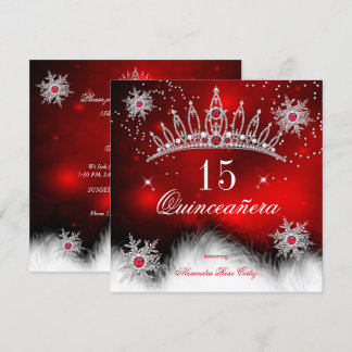 Quinceanera Regal Red Snowflake 15. Geburtstag Einladung