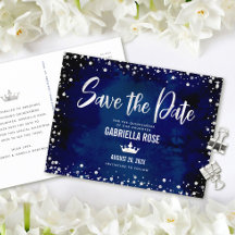 Quinceañera Rett Date Navy Silver Glitzer Crown