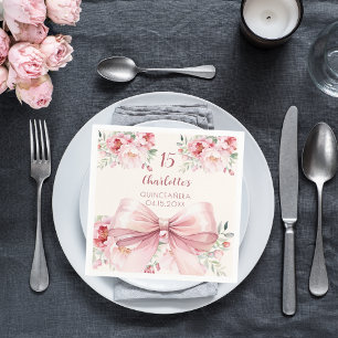 Quinceanera Rosa Bugcreme Blüten Rose Serviette