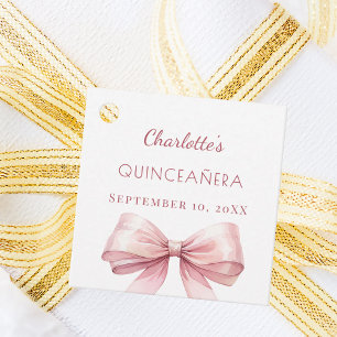 Quinceanera Rosa DIY-Schleife Geschenkanhänger