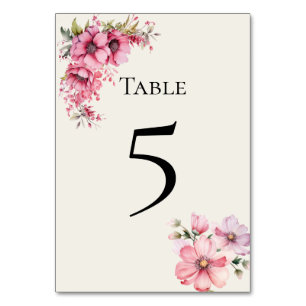 Quinceanera rosa florale Tischnummernkarte Tischnummer