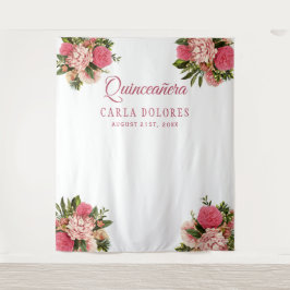 Quinceañera rosa Foto Stand Wandteppich