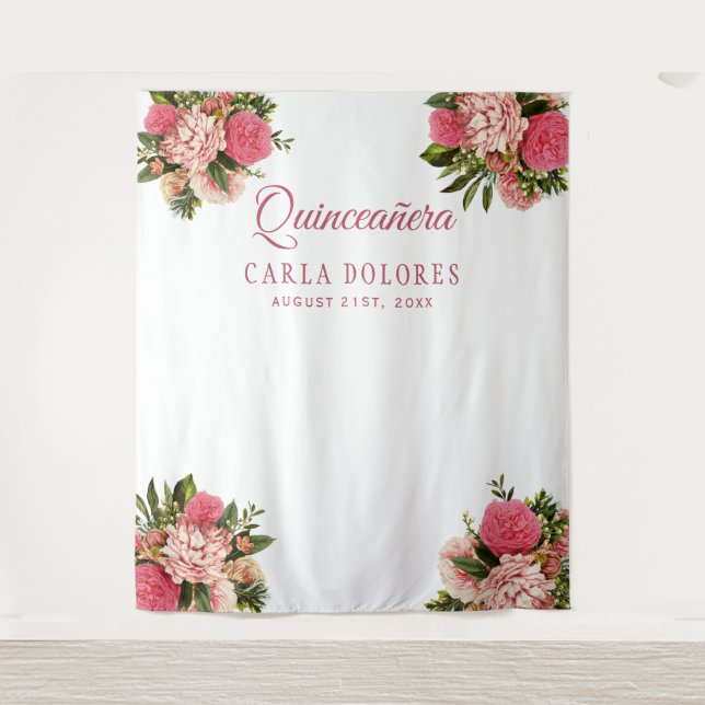 Quinceañera rosa Foto Stand Wandteppich (Vorderseite)