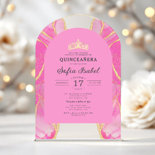 Quinceañera-Rosa-Gold-Achat Elegant Acryleinladungen