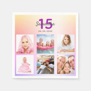 Quinceanera rosa lila Rose Goldname Serviette