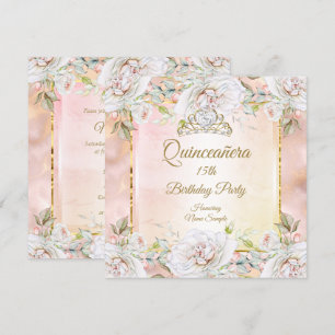 Quinceanera Rosa Pink Gold Geburtstagsparty Einlad Einladung