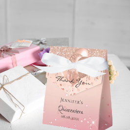 Quinceanera rosa Rosa Goldballons danke Geschenkschachtel