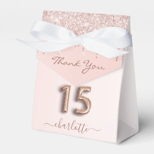 Quinceanera rosa Rosengold Danke Geschenkschachtel
