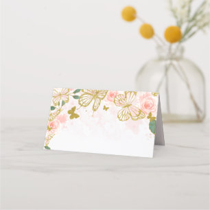 Quinceanera-Rosa-Schmetterling-Blumen-Platzkarte Platzkarte