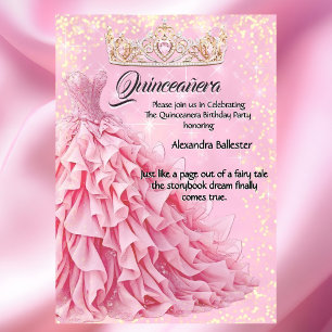 Quinceanera Rosa Silber Diamant Tiara Einladung