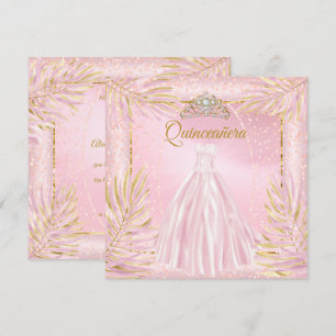 Quinceanera-Rosa-Tiara-Kleid Geburtstagsfeier Einladung