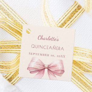 Quinceanera-Rosé-Blauer Bogen Elfenbein-DIY Geschenkanhänger