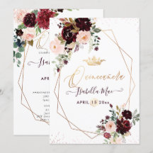 Quinceanera-Rosé Bordeaux-Aquarellblumen