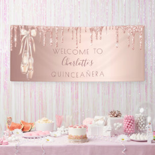 Quinceanera Rose Gold Ballerina Schuhe Willkommen Banner