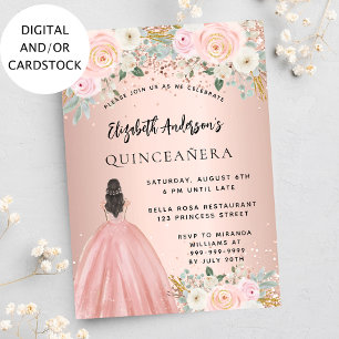 Quinceanera Rose Gold Blume kleiden Luxus Einladung
