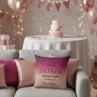 Quinceañera Rose Gold & Burgundy Glitter Luxury Kissen