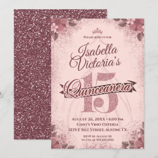 Quinceanera Rose Gold Glitzer Sparkone Einladung